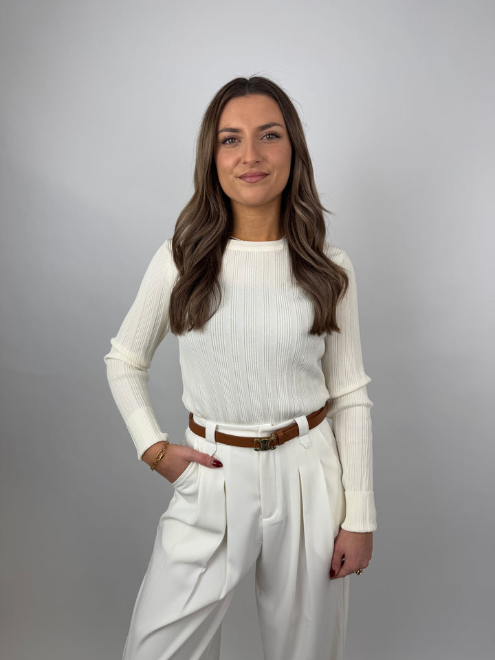 Transparentes Langarmshirt in Strickoptik