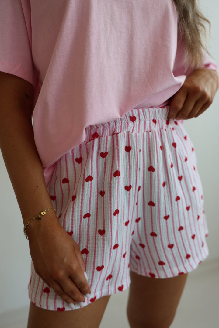 Shorts aus Musselin Rouge Hearts