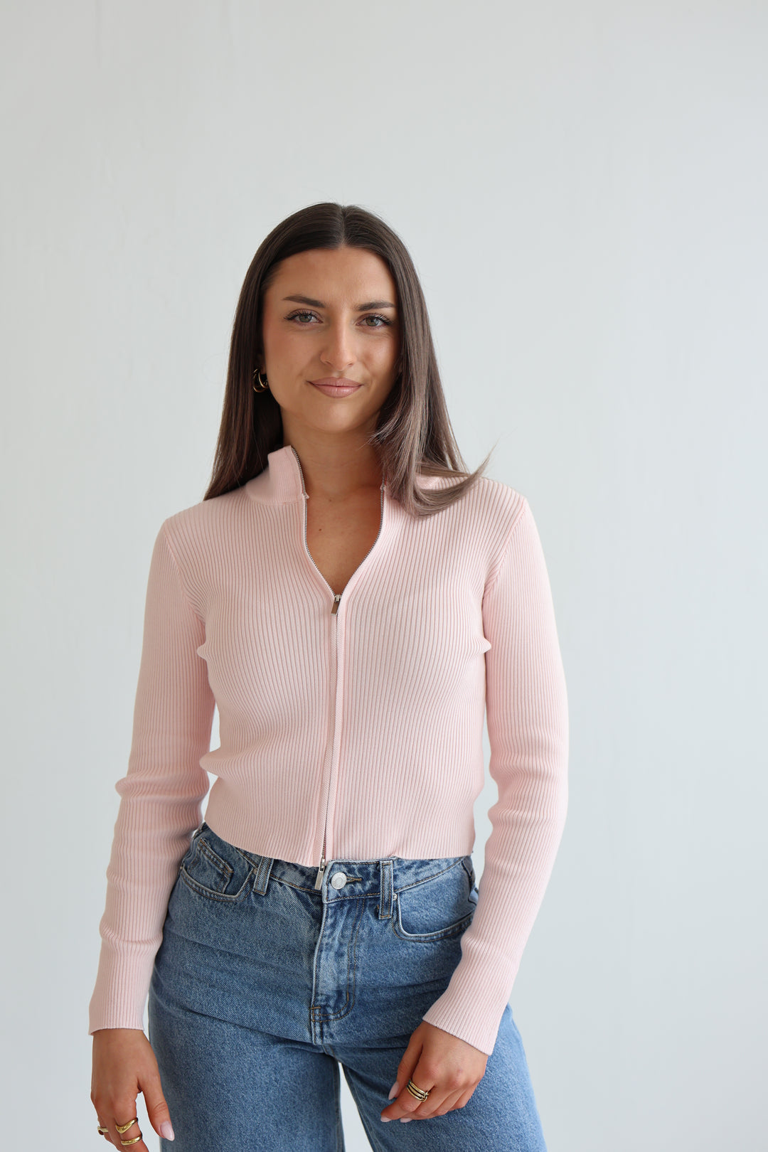 Ripped Zip-Up Cardigan