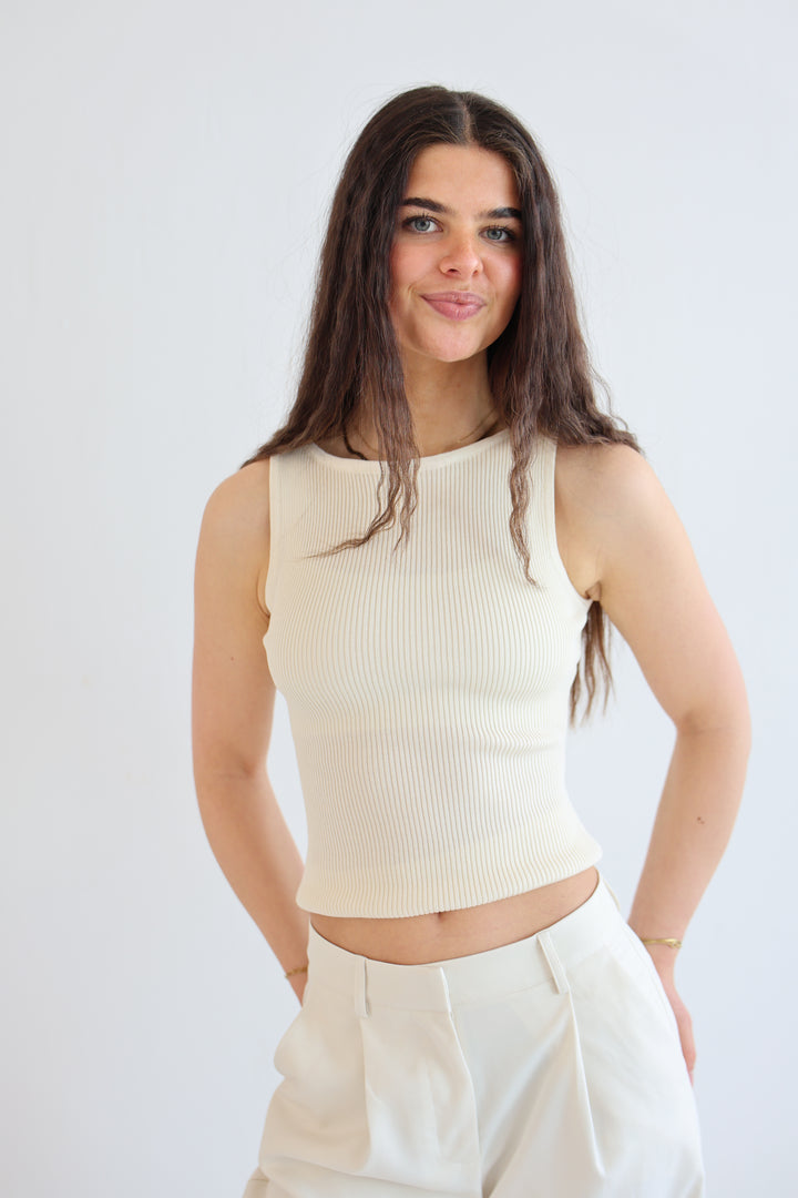 Stretch Ribbed Basic Top