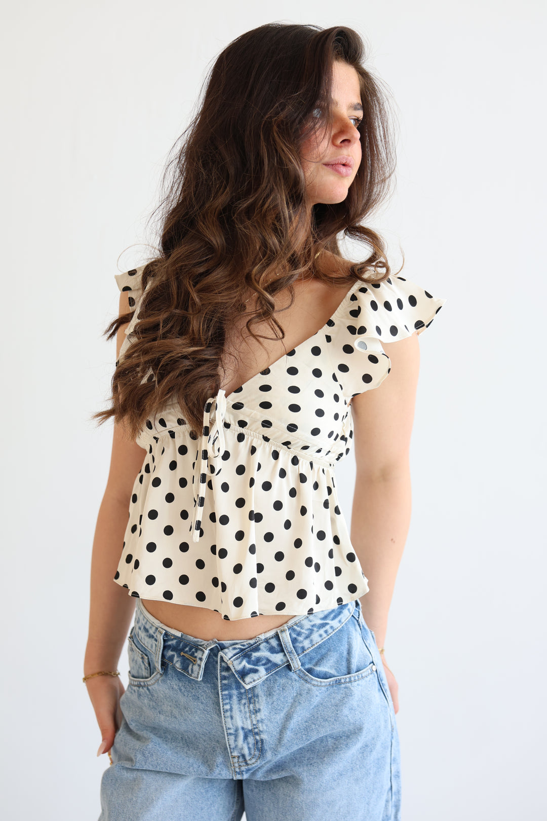 Polka Dot Peplum Top