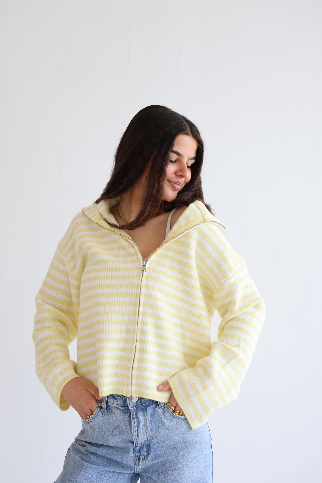 Striped Zip Cardigan