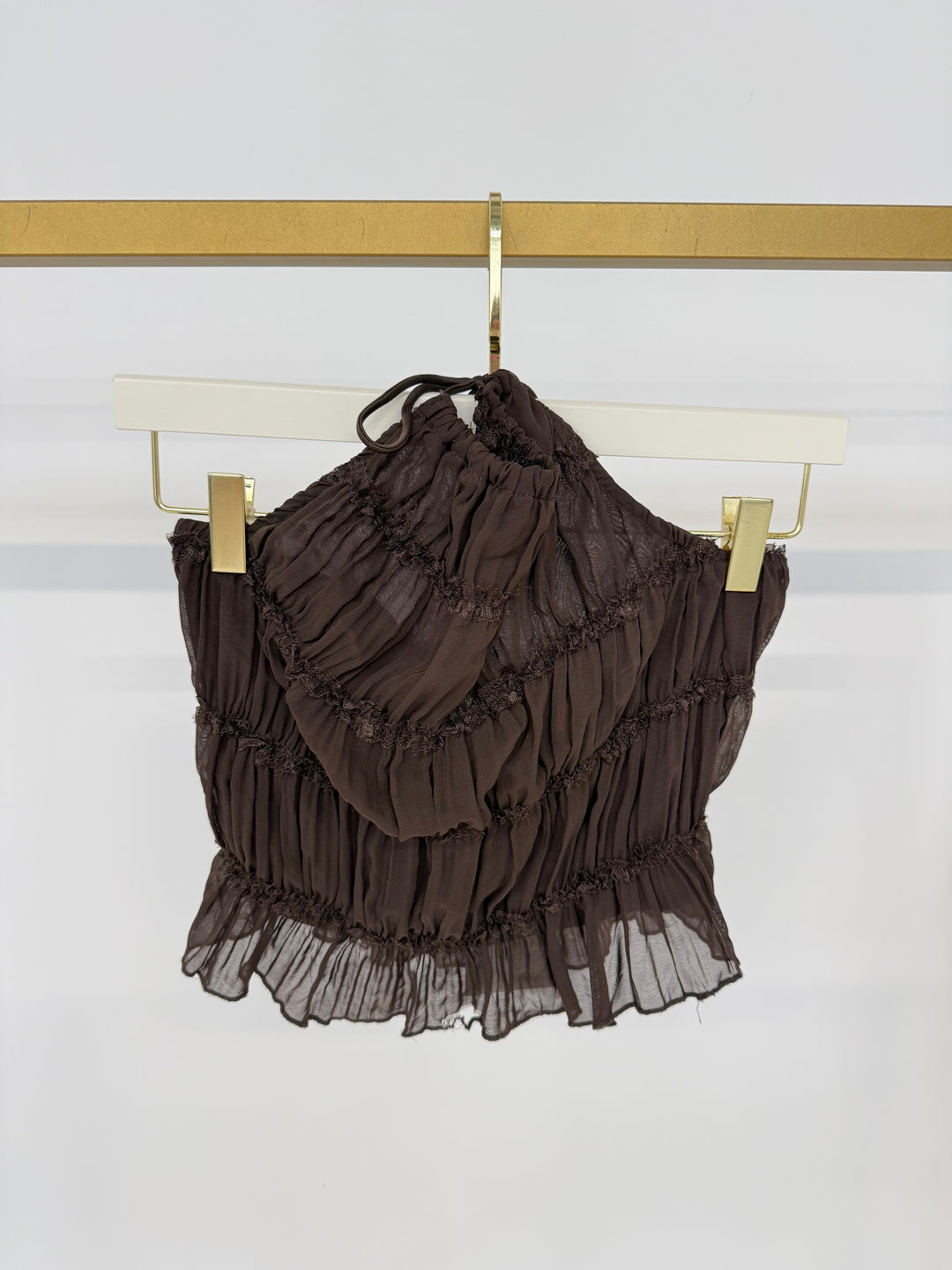 SUNLIT RUFFLE TOP CHOCOLATE GR.S/M (B-WARE)