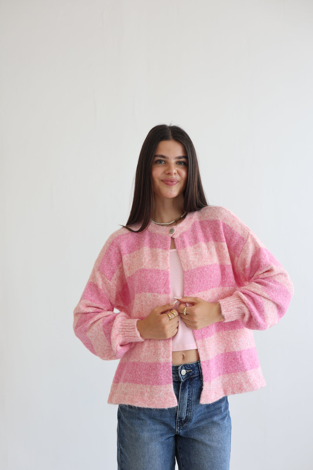 Sugar Stripe Button Cardigan