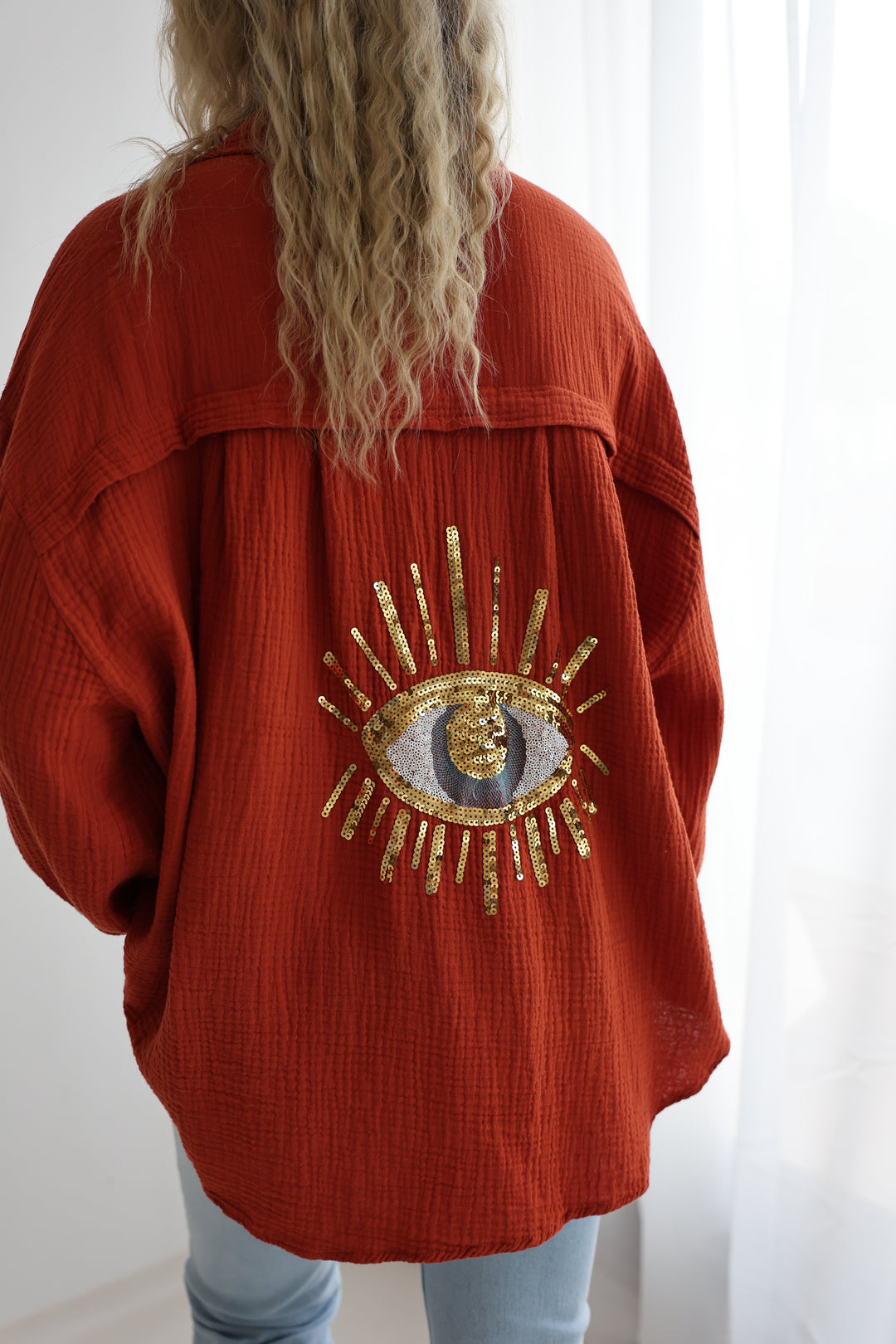 Oversize Blusenhemd aus Musselin Golden Eye