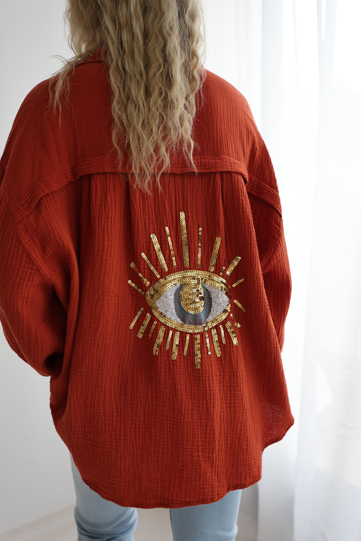 Oversize Blusenhemd aus Musselin Golden Eye