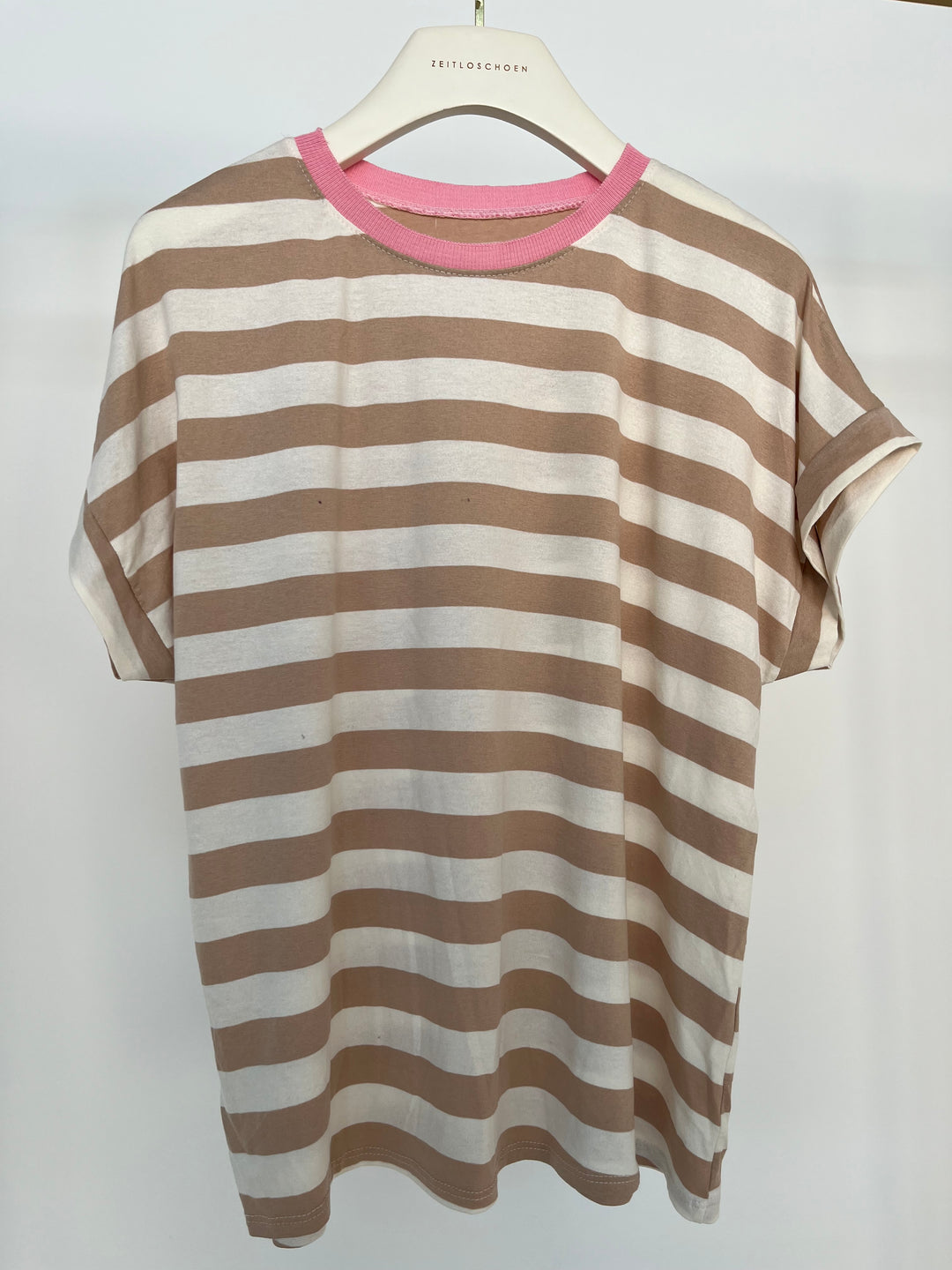 T-SHIRT GESTREIFT BEIGE (B-WARE)