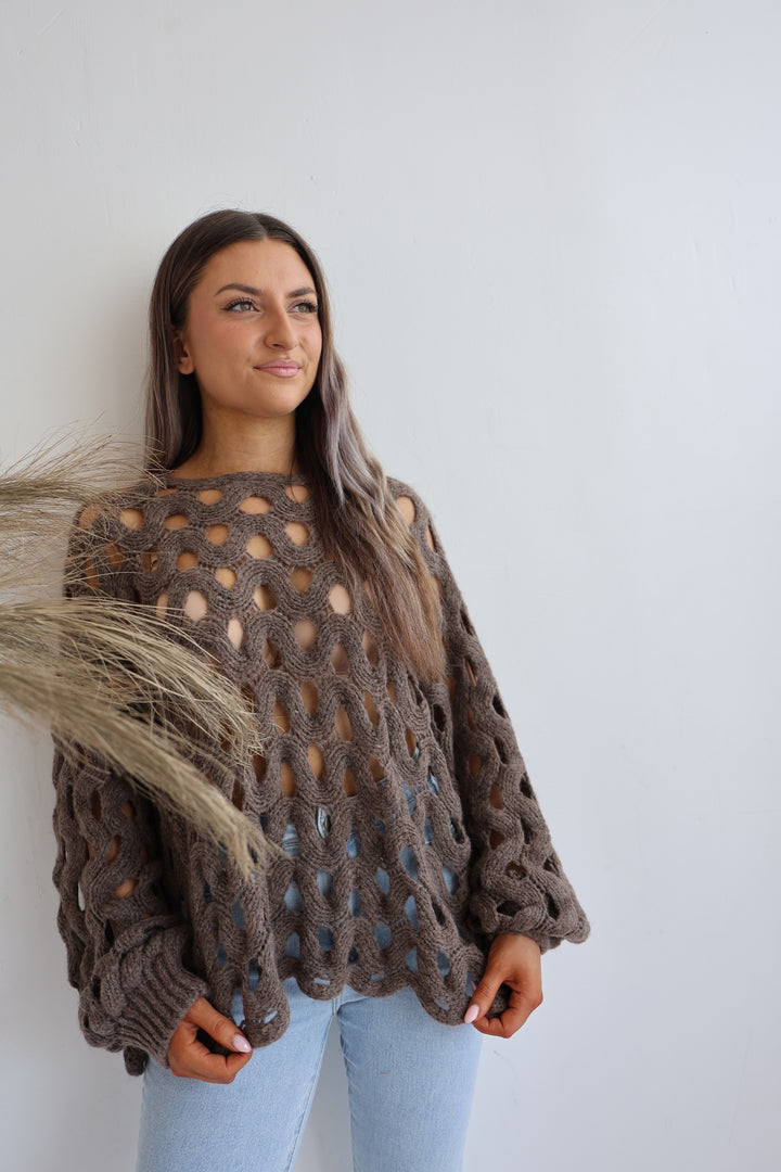 Grober Lochstrickpullover Cassy