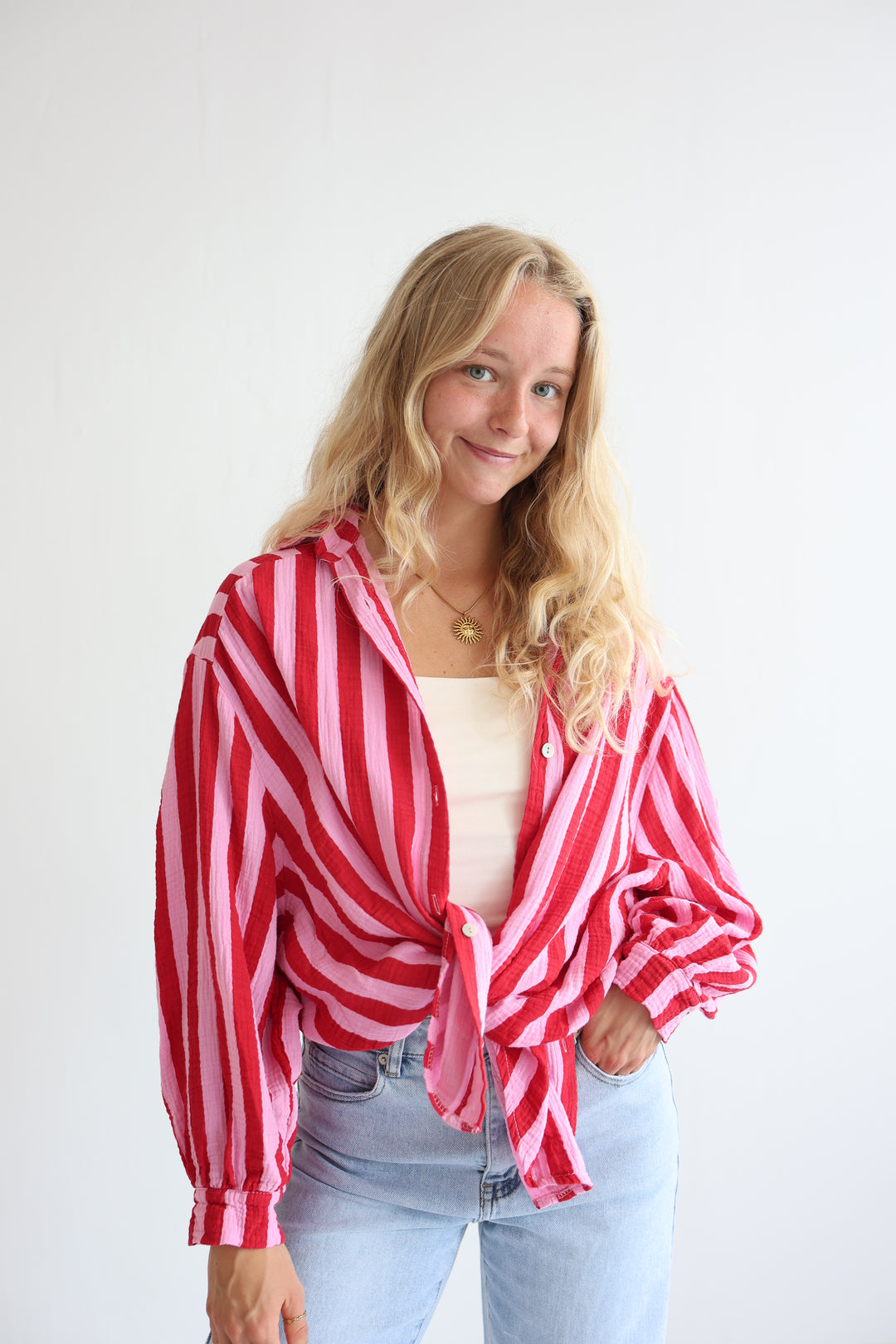 Musselinbluse Blockstripes