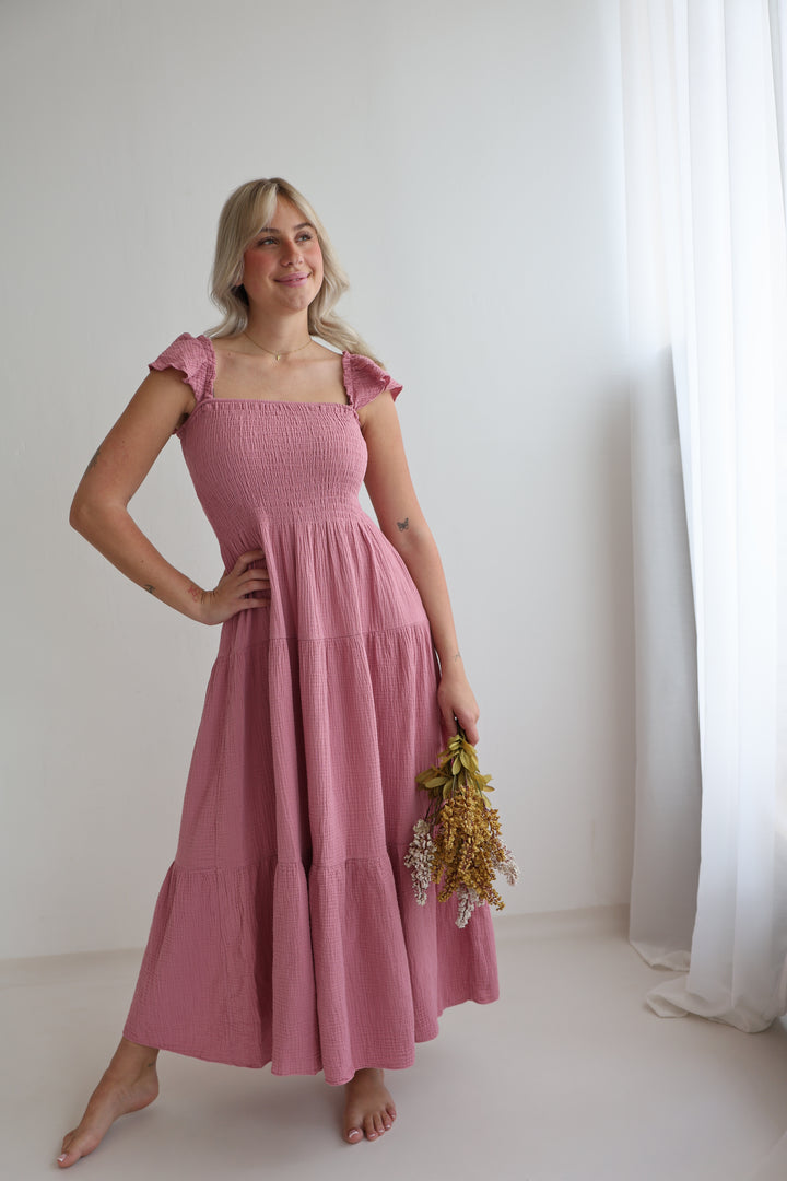 Langes Kleid mit Raffung Livia