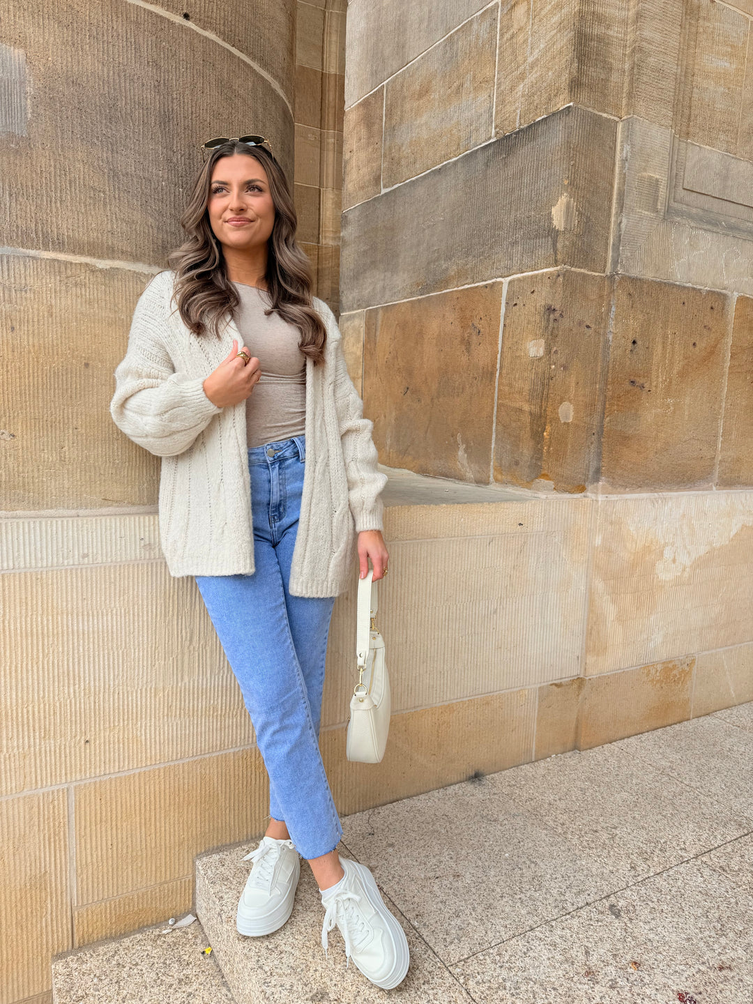 Offene Strickjacke mit Zopfmuster Clara