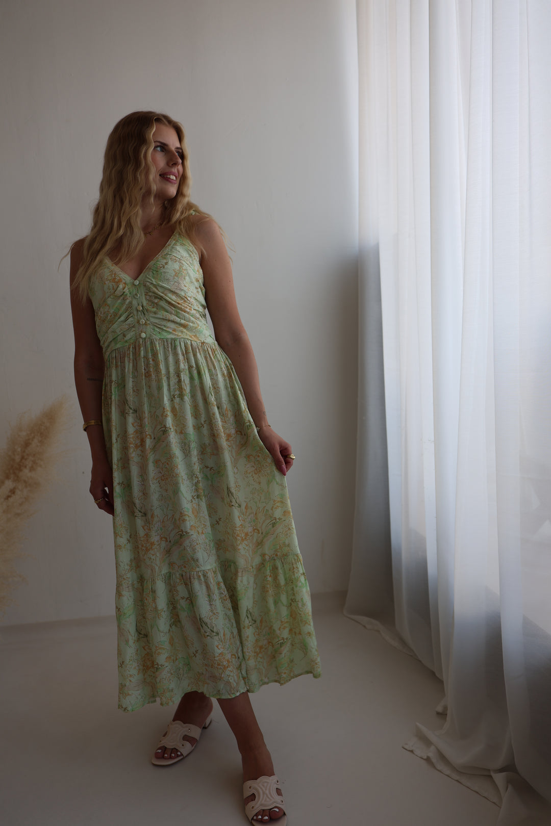 Langes Viskosekleid mit Floralprint Florenz