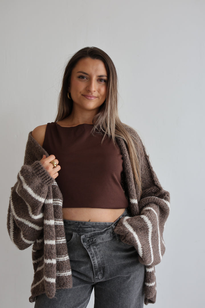 Oversize Strickcardigan Half Stripes