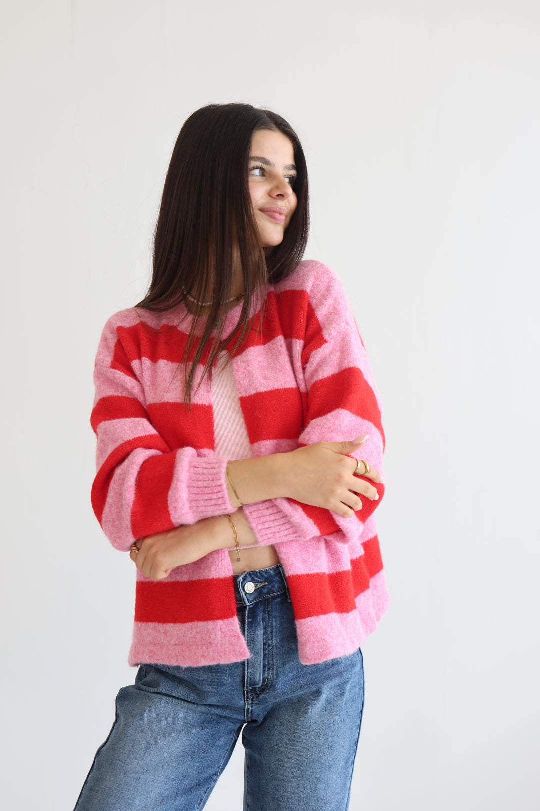 Sugar Stripe Button Cardigan