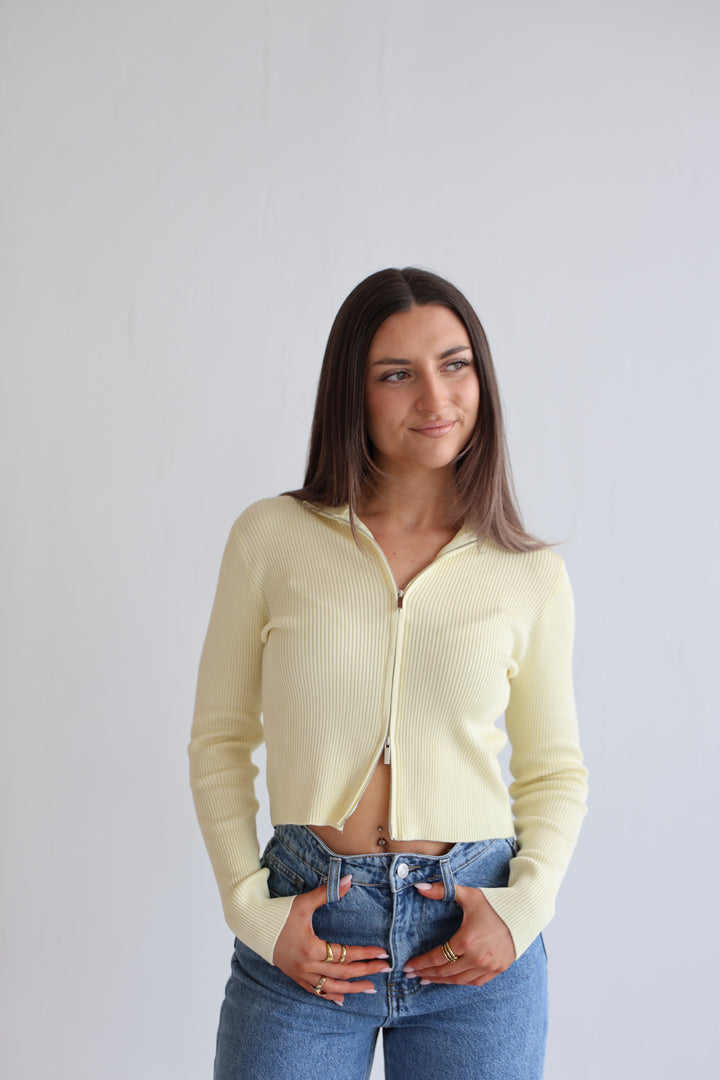 Ripped Zip-Up Cardigan