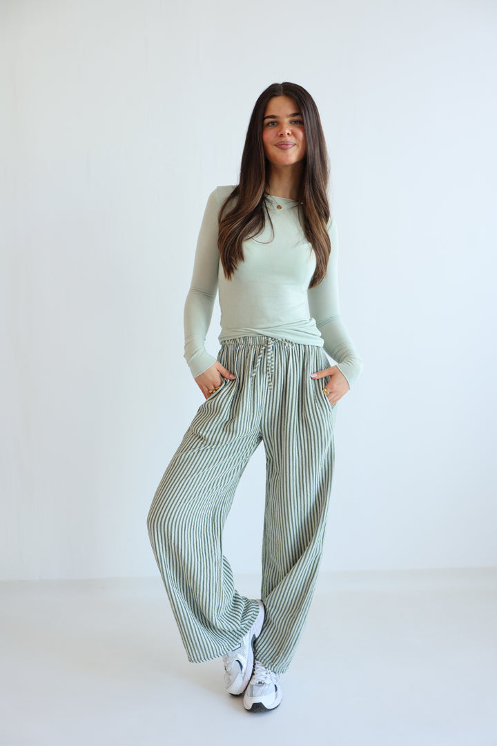 Lange Musselinhose mit Streifen Little Lines