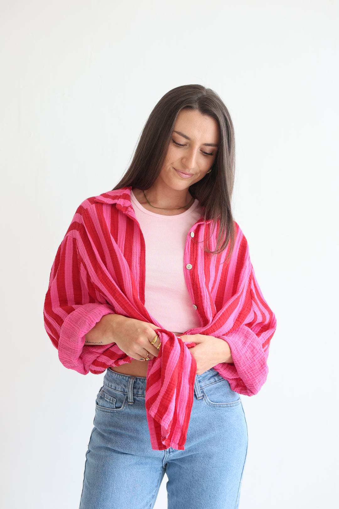 Musselinbluse Blockstripes