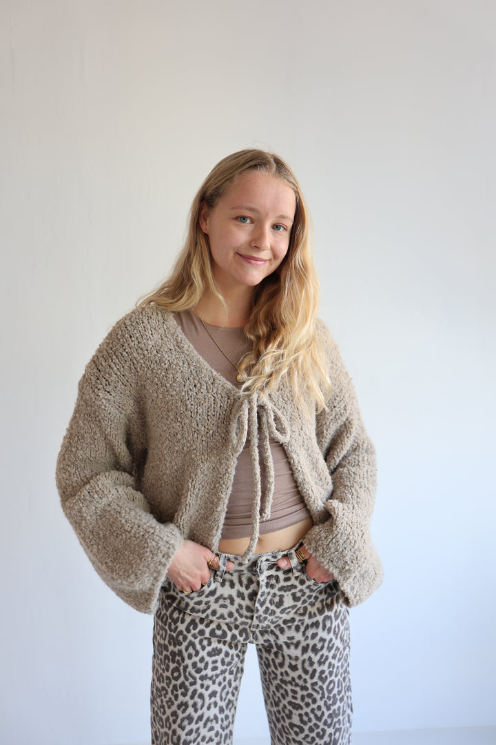 Teddy Knot Cardigan Fluffy Tie