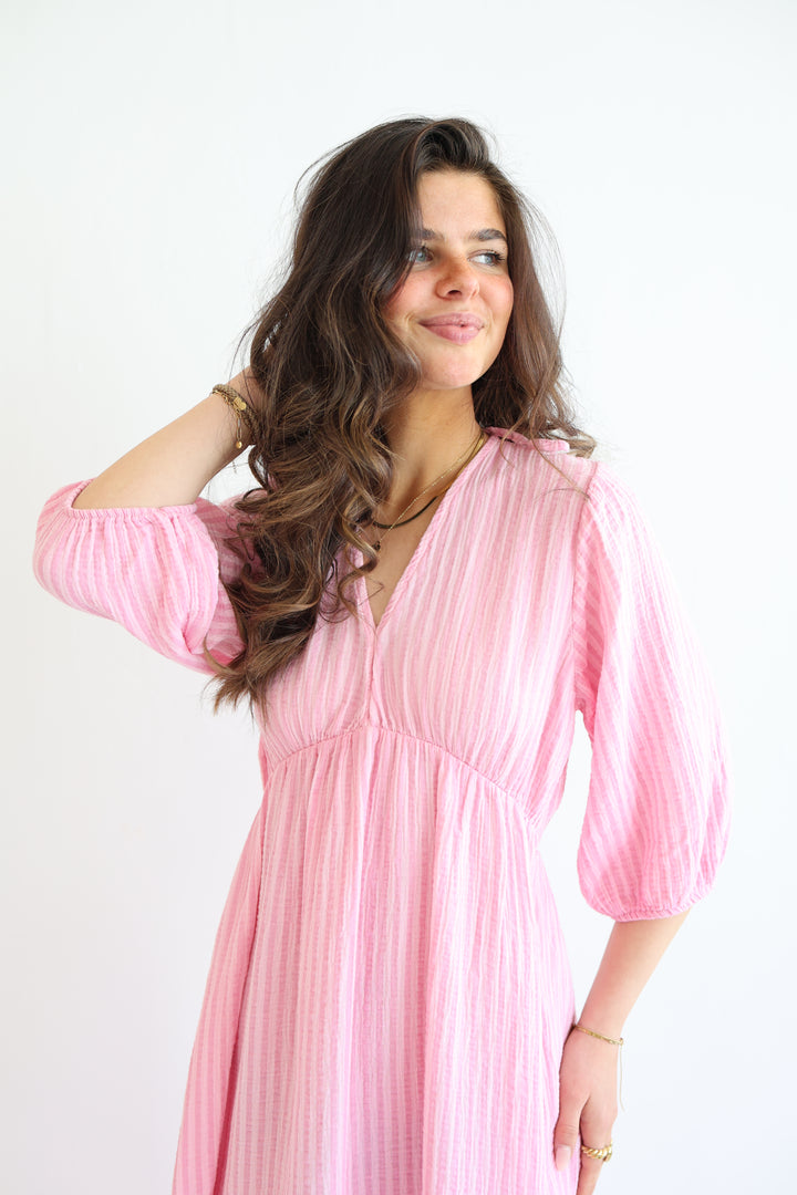 3/4 Arm Musselinkleid Summer Striped