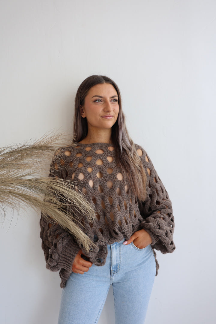 Grober Lochstrickpullover Cassy