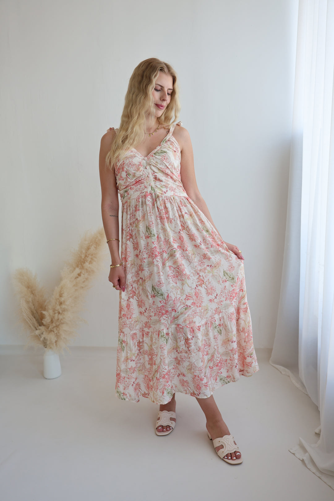 Langes Viskosekleid mit Floralprint Florenz