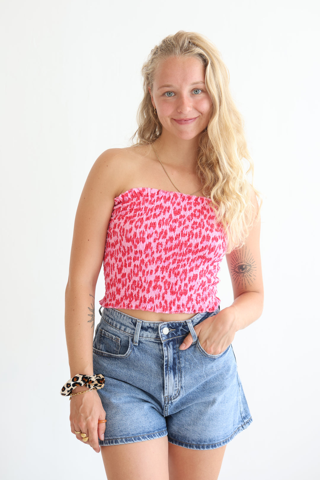 Leoprint Croptop aus Musselin