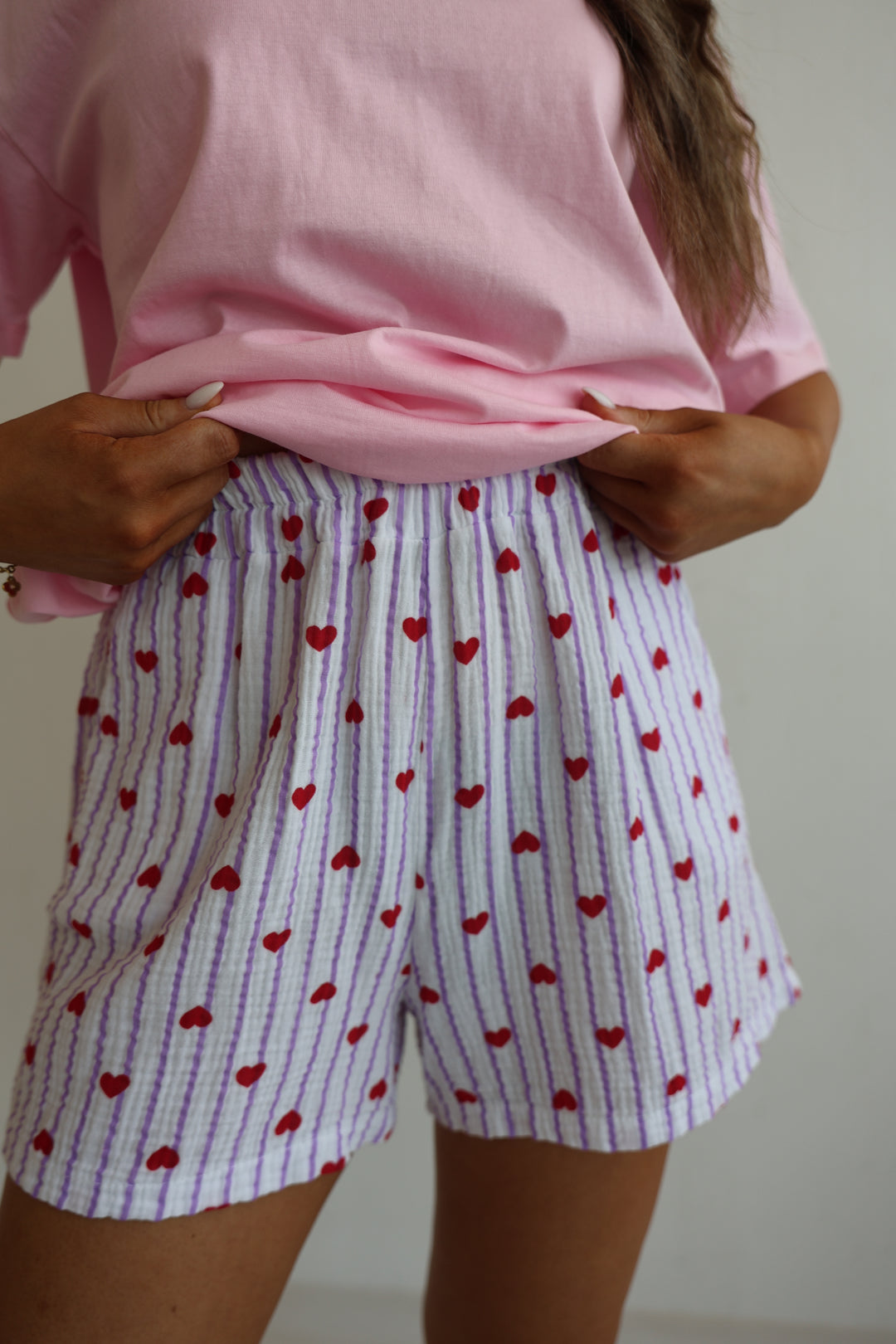 Shorts aus Musselin Rouge Hearts