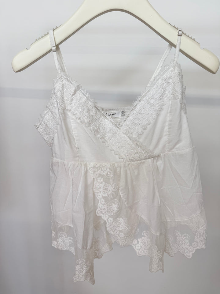WHITE LACE BABYDOLL TOP GR.M (B-WARE)