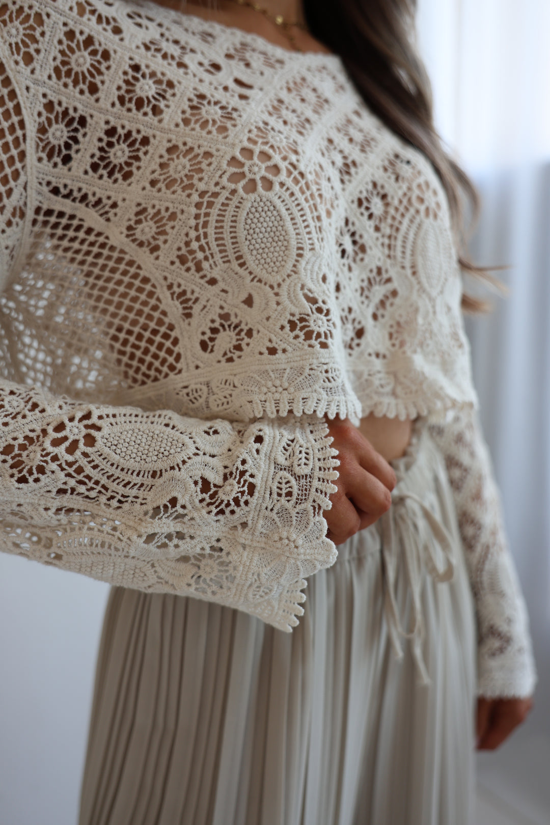 Cropped Häkelpullover Santorini