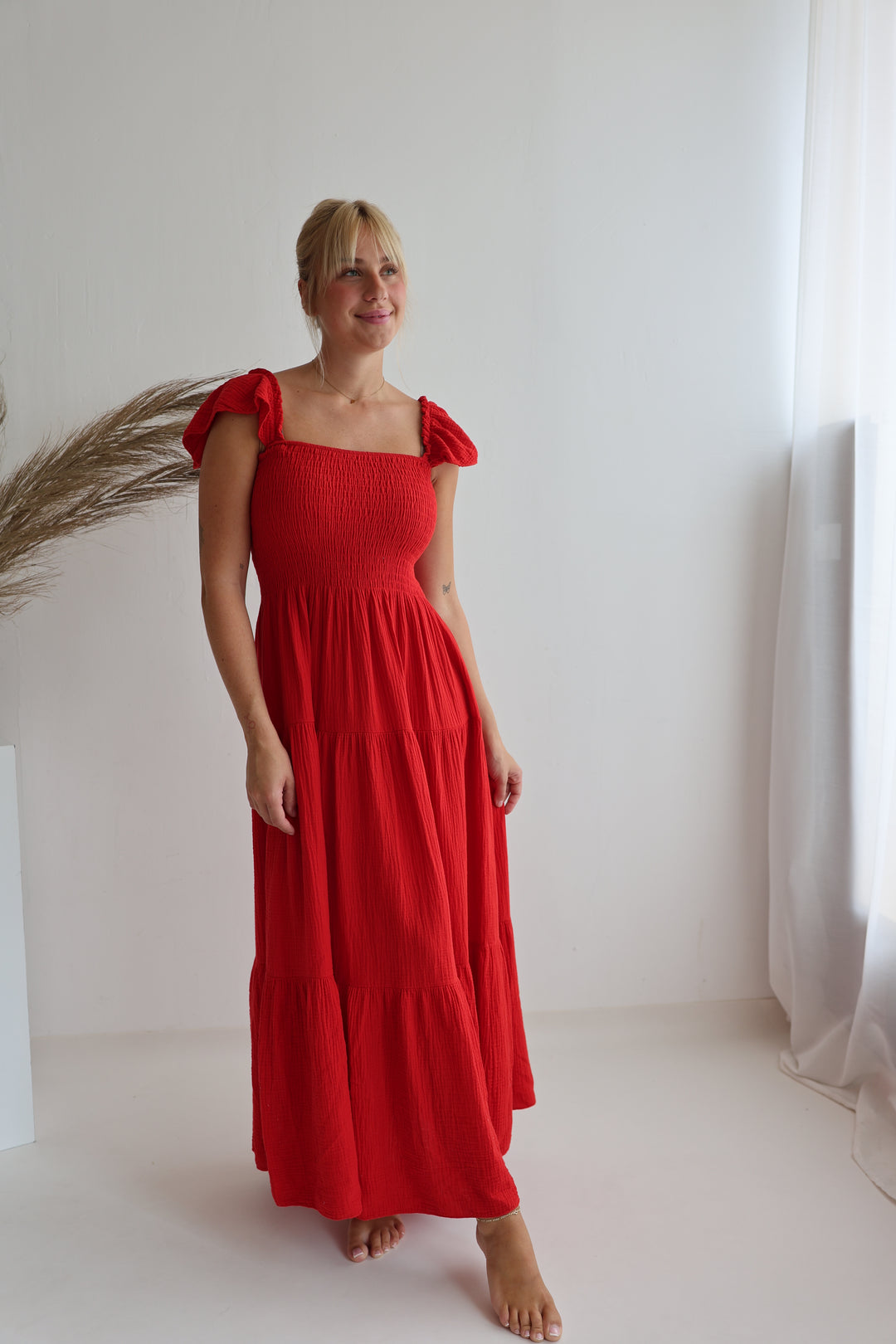 Langes Kleid mit Raffung Livia