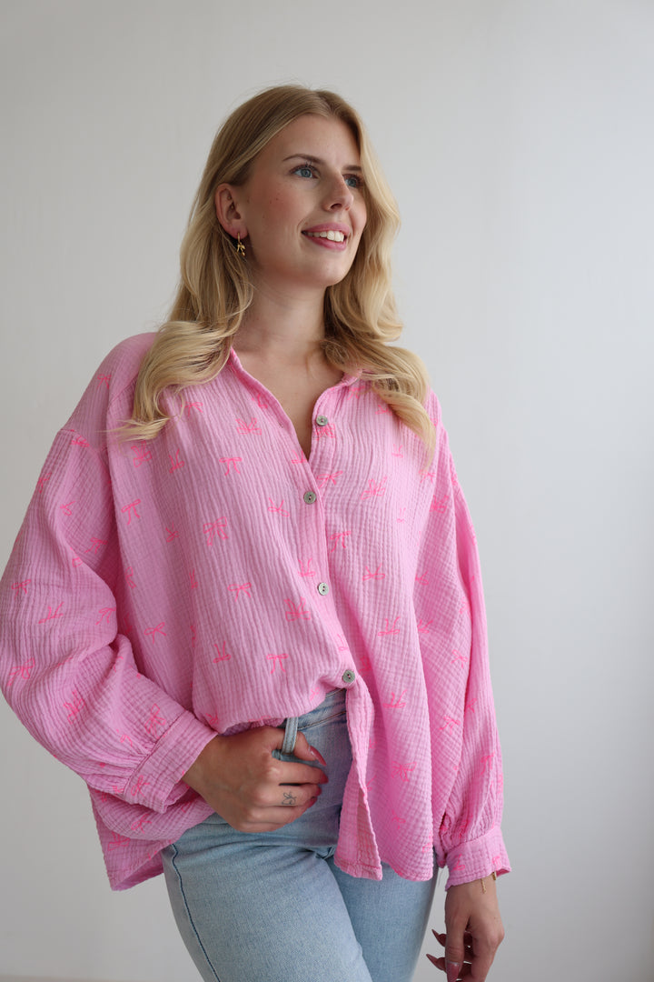 Kurzes Blusenhemd aus Musselin Beauty Bows