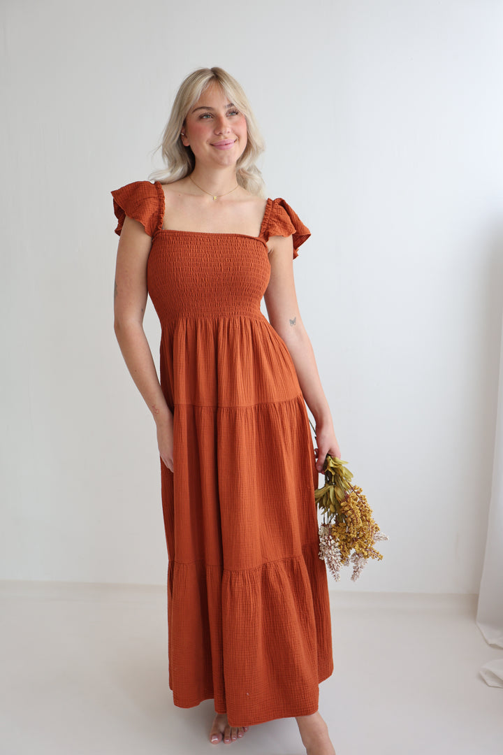 Langes Kleid mit Raffung Livia
