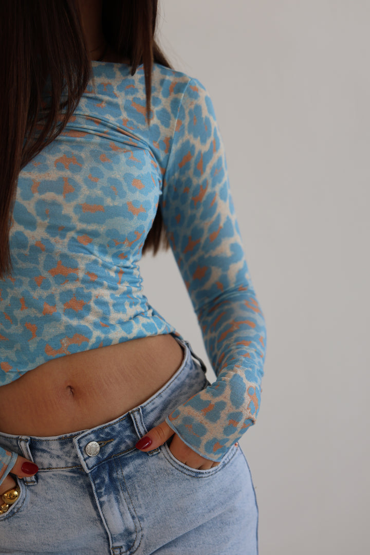 Cashmere Longsleeve mit Leoprint