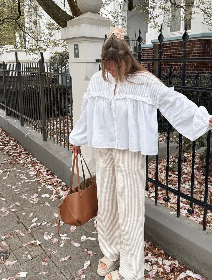 Lange Musselinhose mit Streifen Little Lines