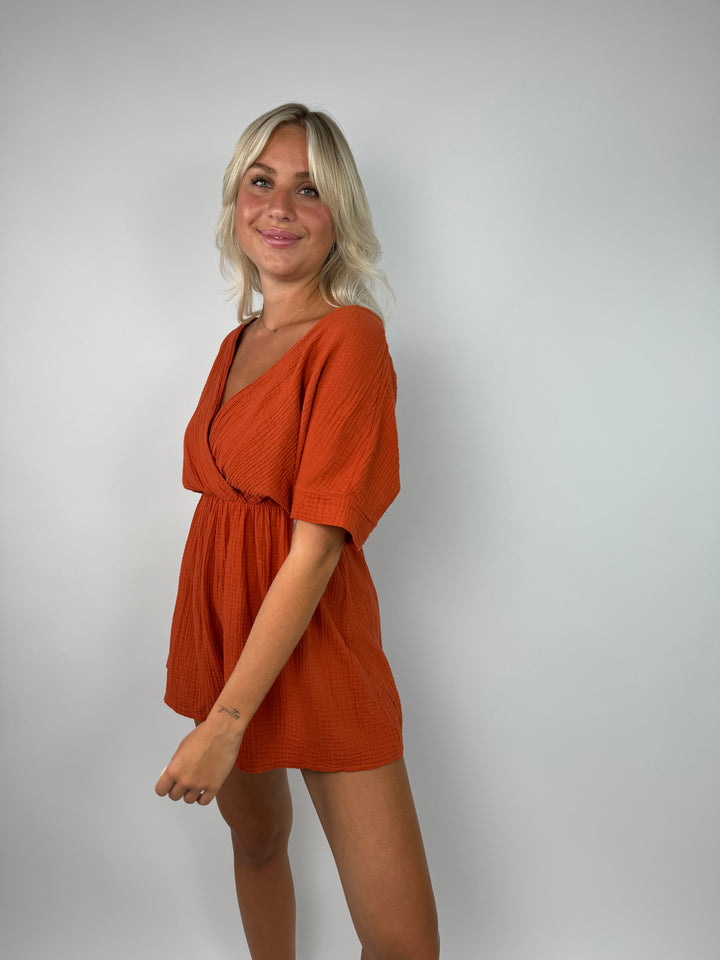 Musselin-Jumpsuit mit V-Ausschnitt Mara
