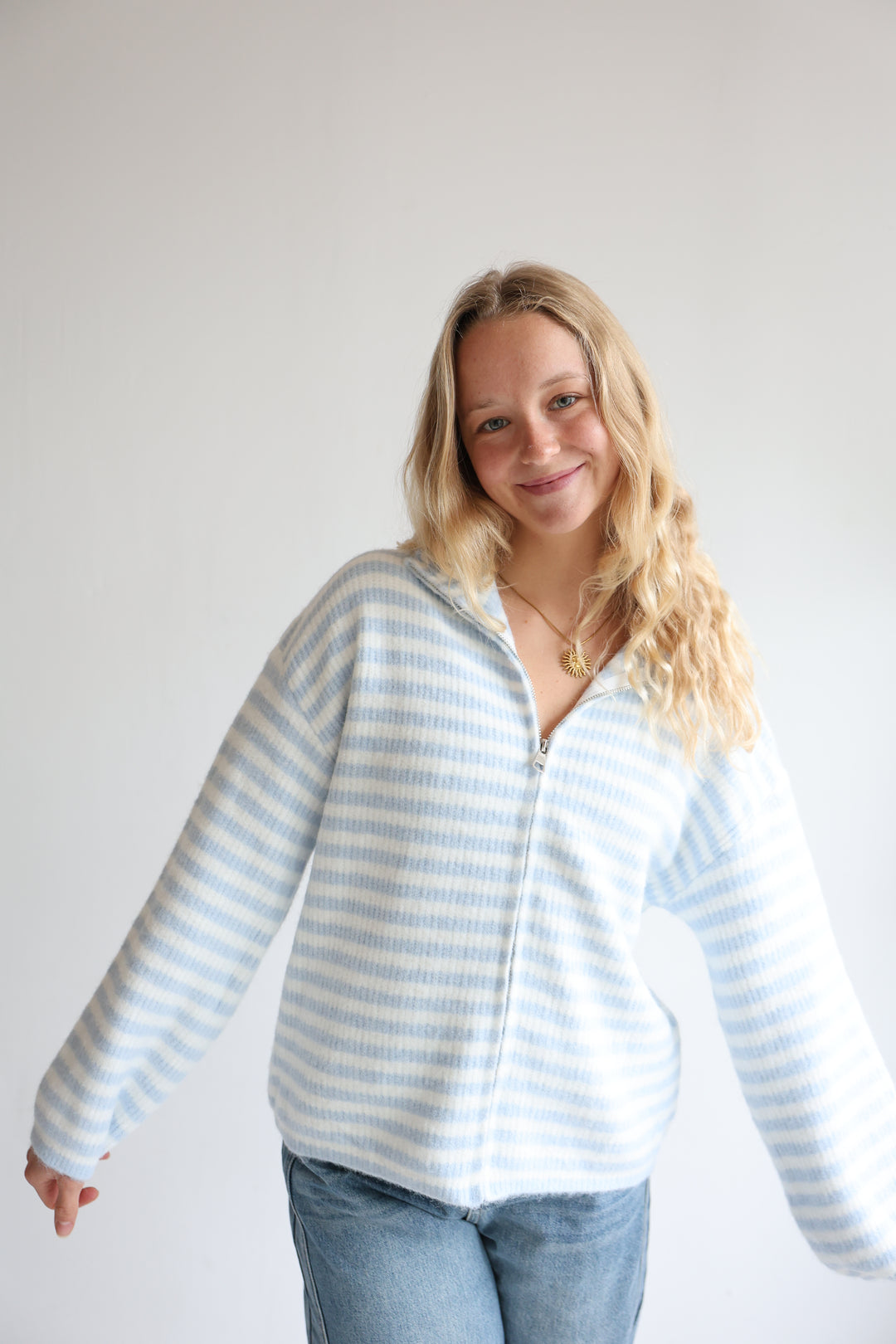 Striped Zip Cardigan