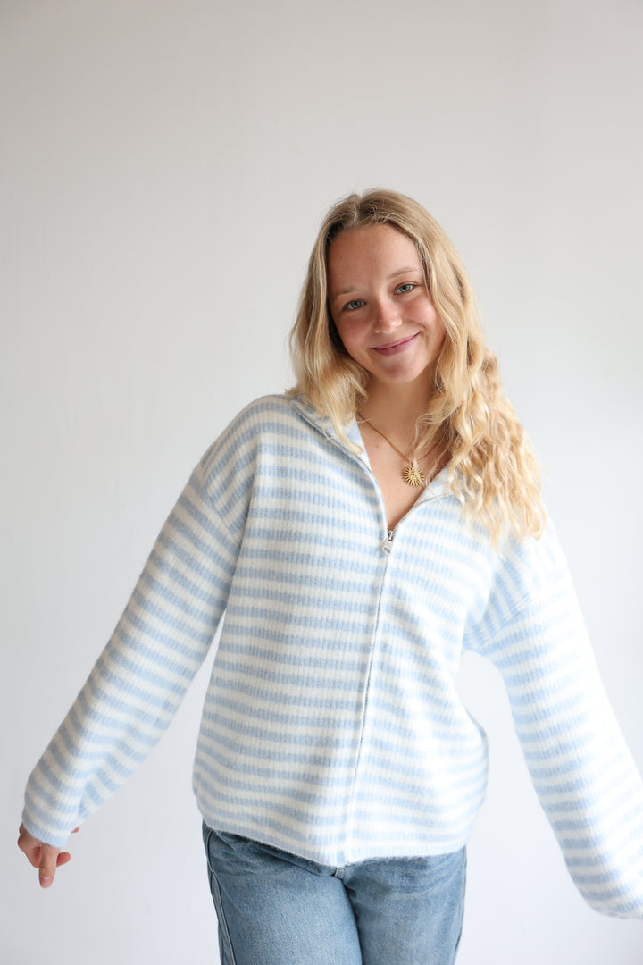 Striped Zip Cardigan