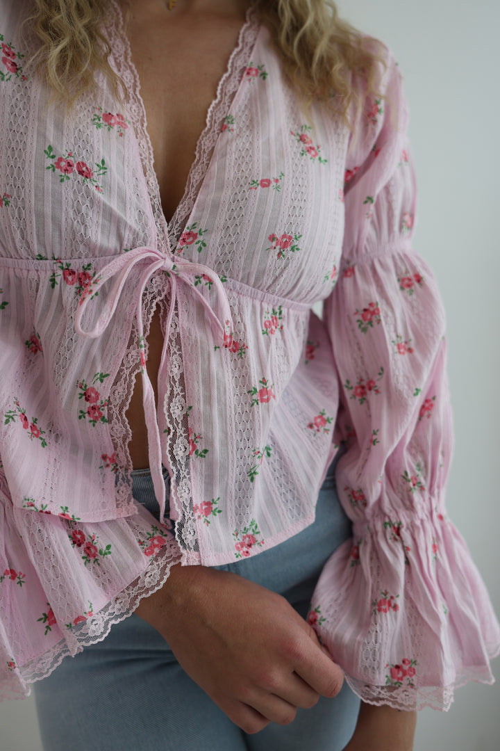 Schößchenbluse zum Schnüren Cute Roses