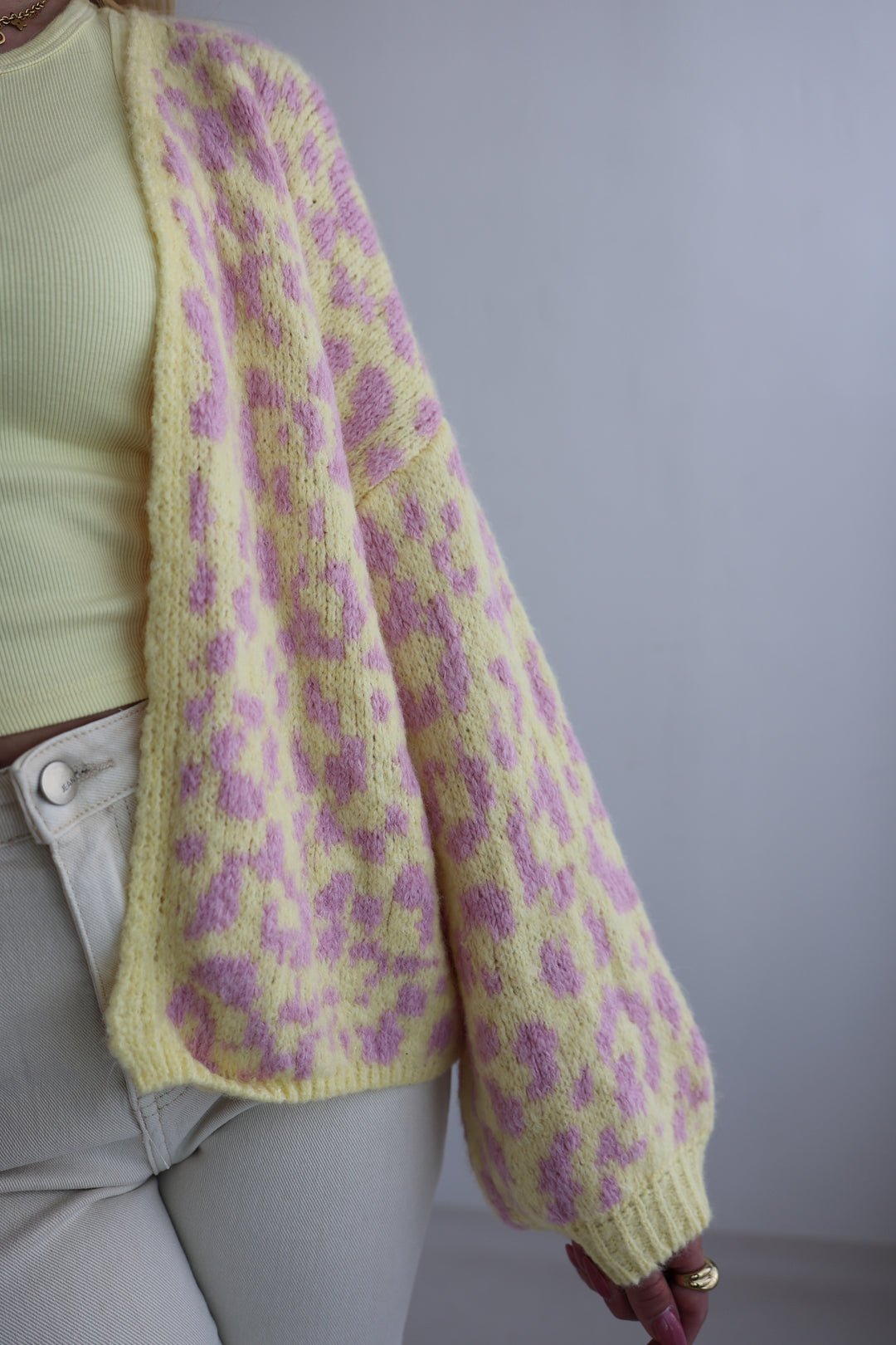 Offener Cardigan mit Leoprint