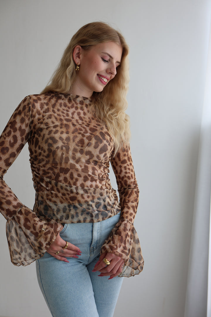 Transparentes Shirt mit Leoprint Chiara