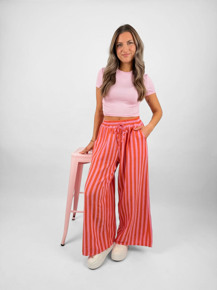 Gestreifte Musselinhose Cool Fit
