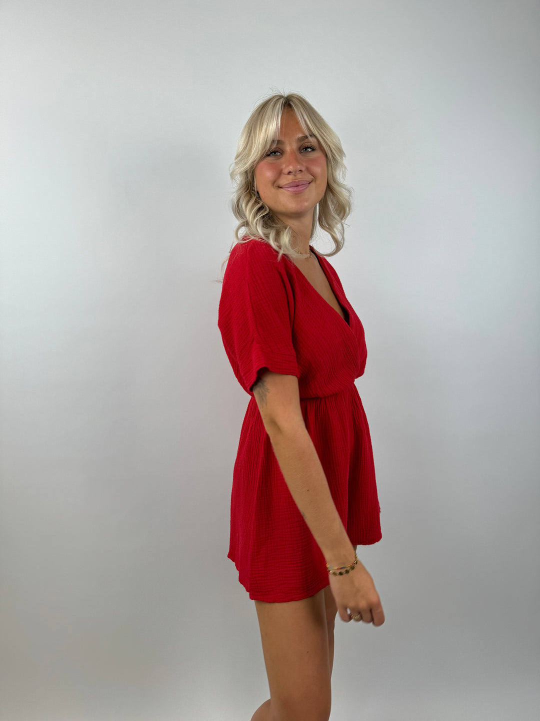 Musselin-Jumpsuit mit V-Ausschnitt Mara