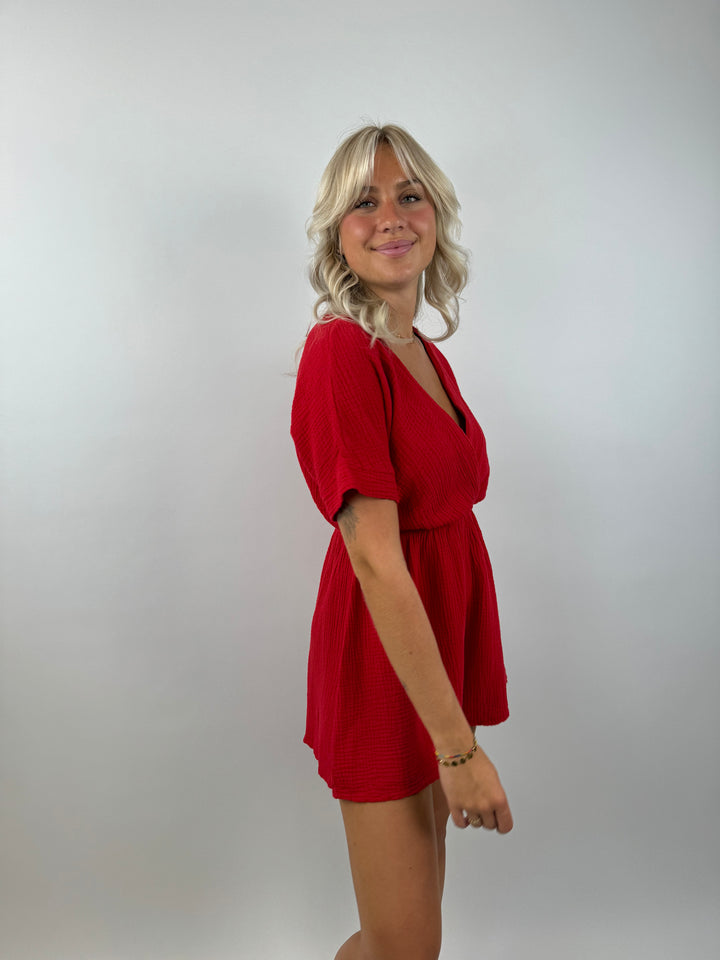 Musselin-Jumpsuit mit V-Ausschnitt Mara