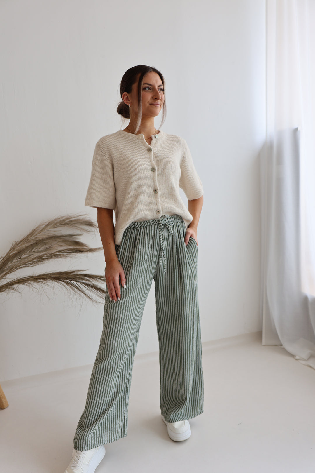 Lange Musselinhose mit Streifen Little Lines