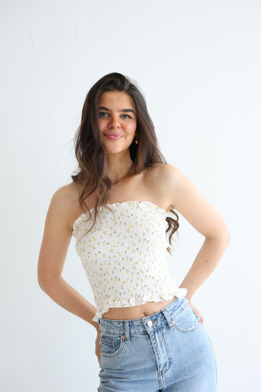 Rosy Ruffle Tube Top