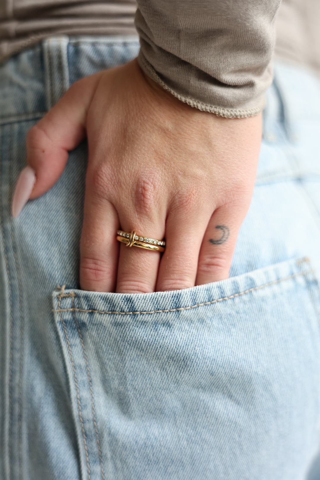 Bicolor Two Layer Diamond Ring