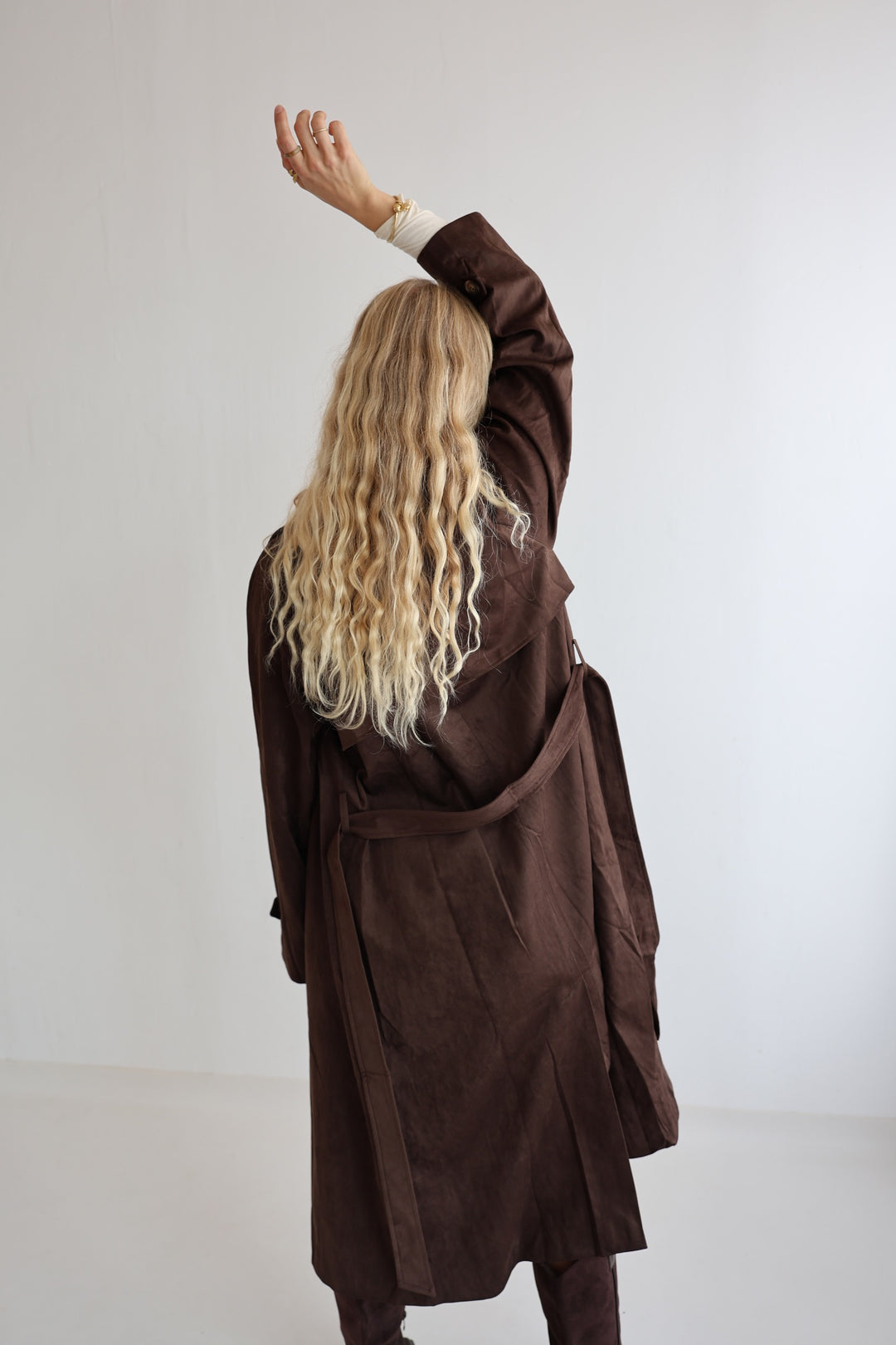 Longline Faux Suede Coat