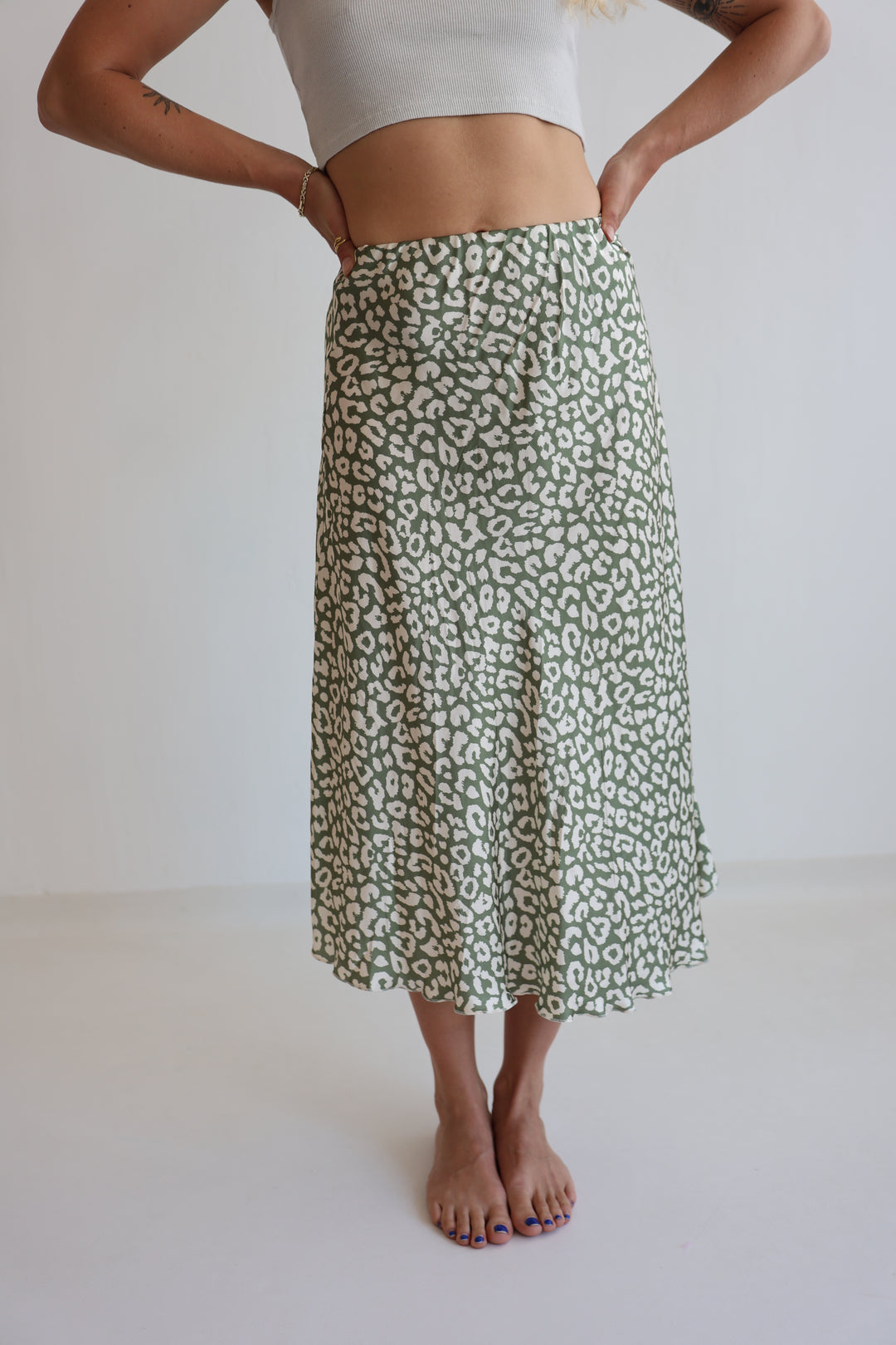 Leopard Satin Skirt
