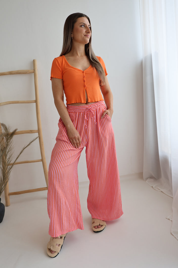Gestreifte Musselinhose Sunset