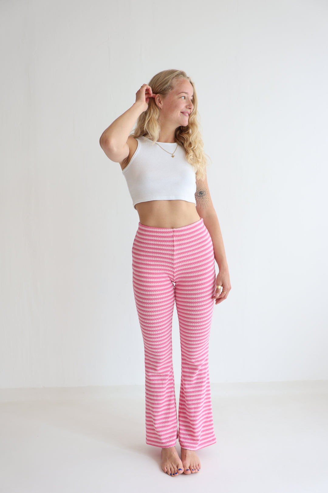 Striped Knit Flared Pants